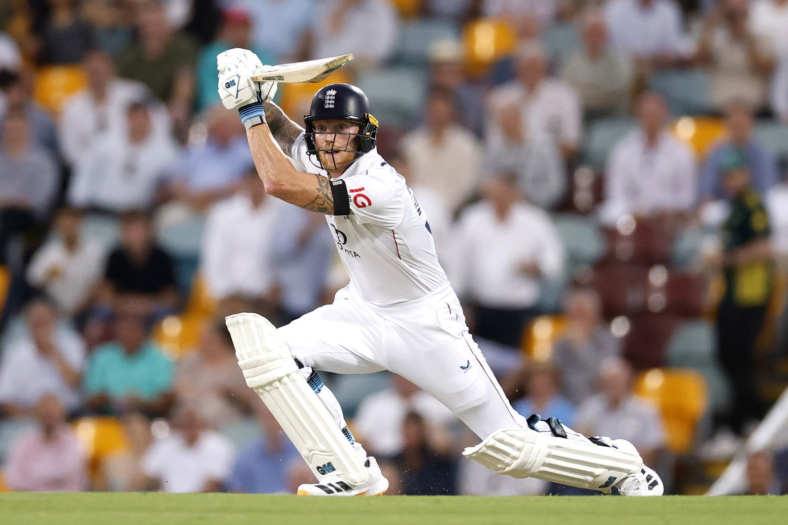 England captain Ben Stokes remains unbeaten at the dinner break of day one of the second Test in Brisbane.